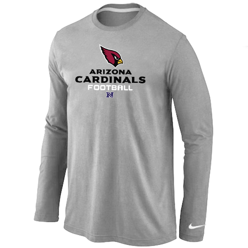 Nike Arizona Cardinals Critical Victory Long Sleeve T-Shirt Grey - Click Image to Close