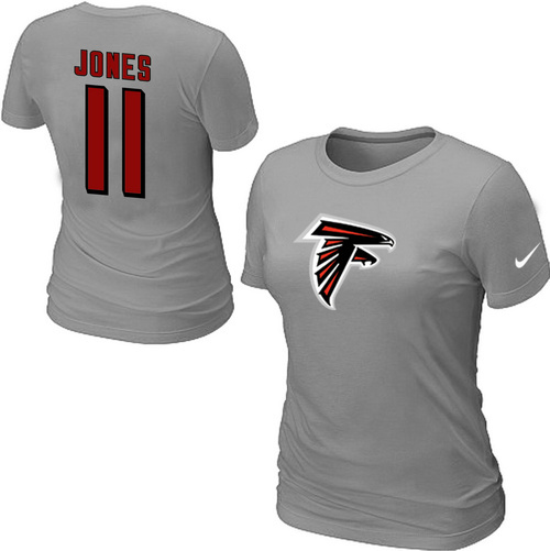 Nike Atlanta Falcons 11 Jones Name & Number Women's T-Shirt Grey