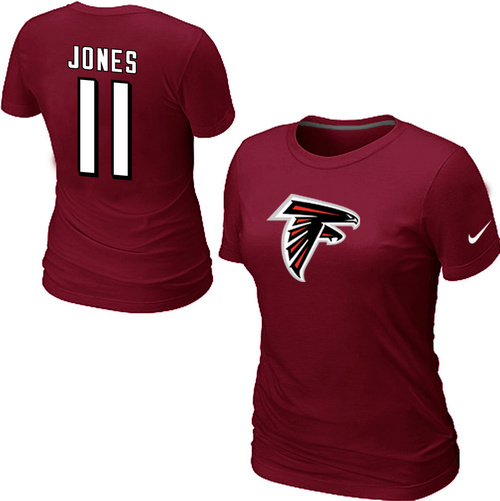 Nike Atlanta Falcons 11 Jones Name & Number Women's T-Shirt Red