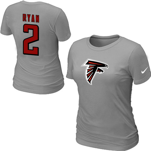 Nike Atlanta Falcons 2 ryan Name & Number Women's T-Shirt Grey