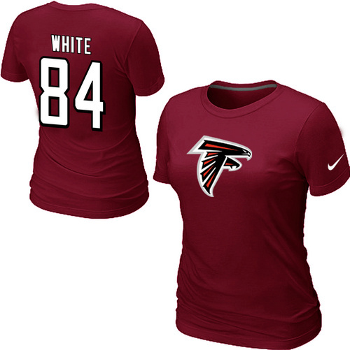 Nike Atlanta Falcons 84 white Name & Number Women's T-Shirt Red
