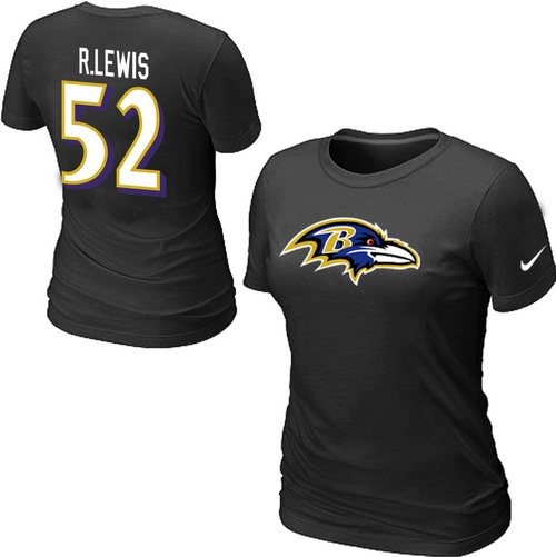 Nike Baltimore Ravens 52 R.LEWIS Name & Number Women's T-Shirt Black