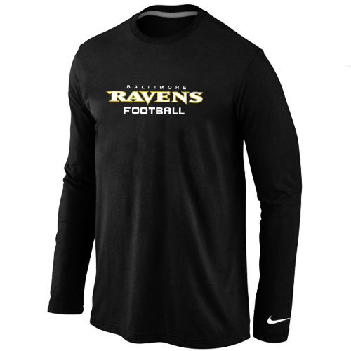 Nike Baltimore Ravens Authentic font Long Sleeve T-Shirt Black - Click Image to Close