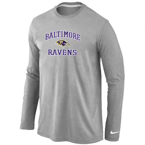 Nike Baltimore Ravens Heart & Soul Long Sleeve T-Shirt Grey - Click Image to Close