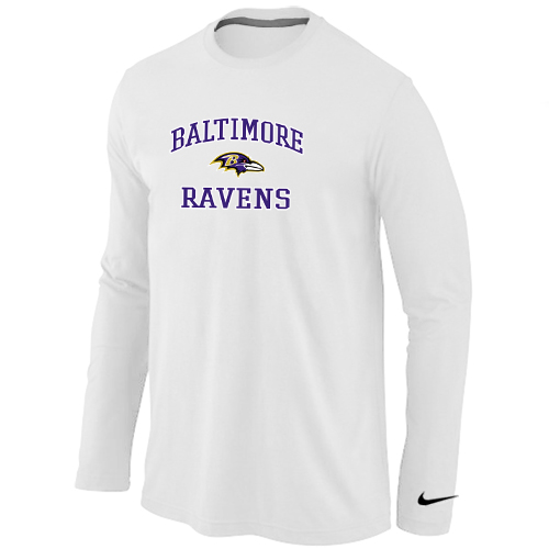 Nike Baltimore Ravens Heart & Soul Long Sleeve T-Shirt White - Click Image to Close