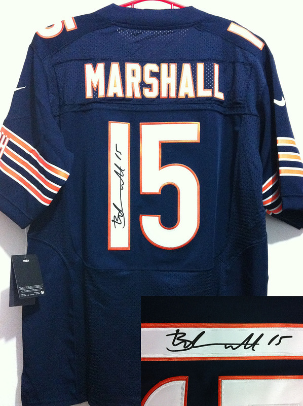 Nike Bears 15 Marshall Dark Blue Signature Edition Jerseys