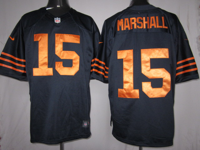 Nike Bears 15 Marshall blue& orange number Limited Jerseys