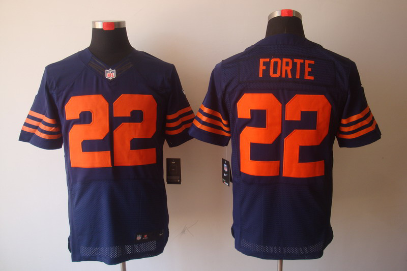 Nike Bears 22 Forte Blue Orange number Elite Jerseys