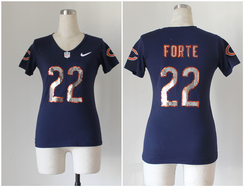 Nike Bears 22 Forte Blue Sequin Lettering Women Jerseys