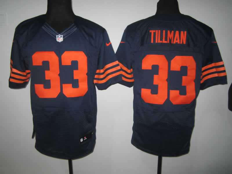 Nike Bears 33 Tillman Blue Orange number Elite Jerseys