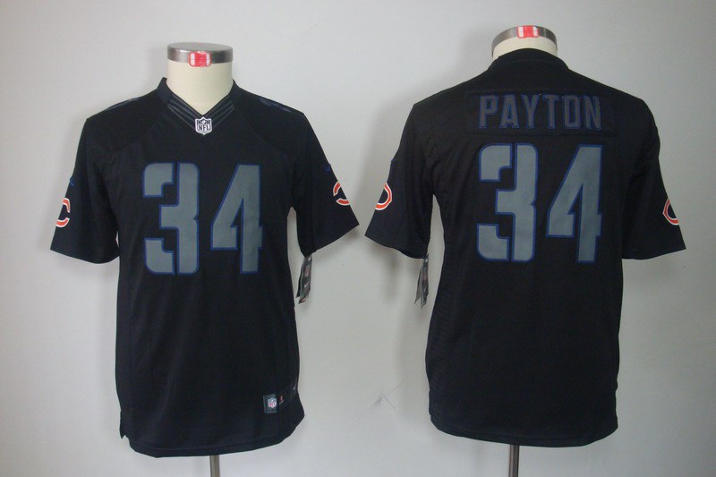 Nike Bears 34 Payton Black Impact Kids Limited Jerseys