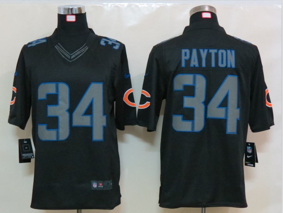 Nike Bears 34 Payton Black Impact Limited Jerseys