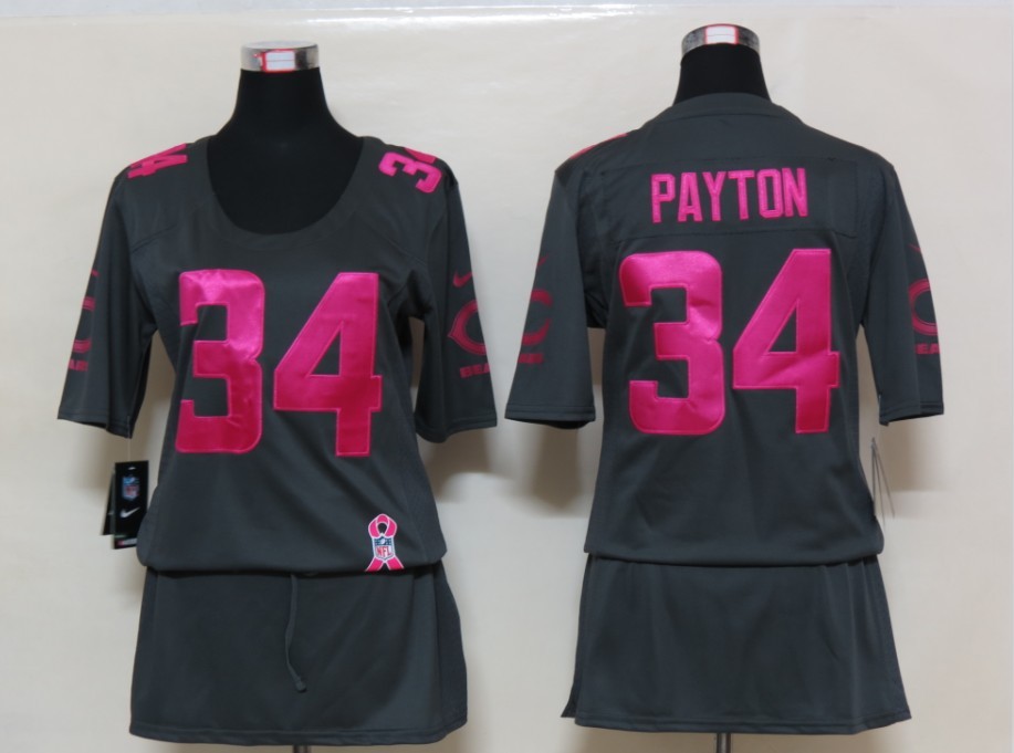 Nike Bears 34 Payton Elite breast Cancer Awareness Dark Grey Women Jerseys