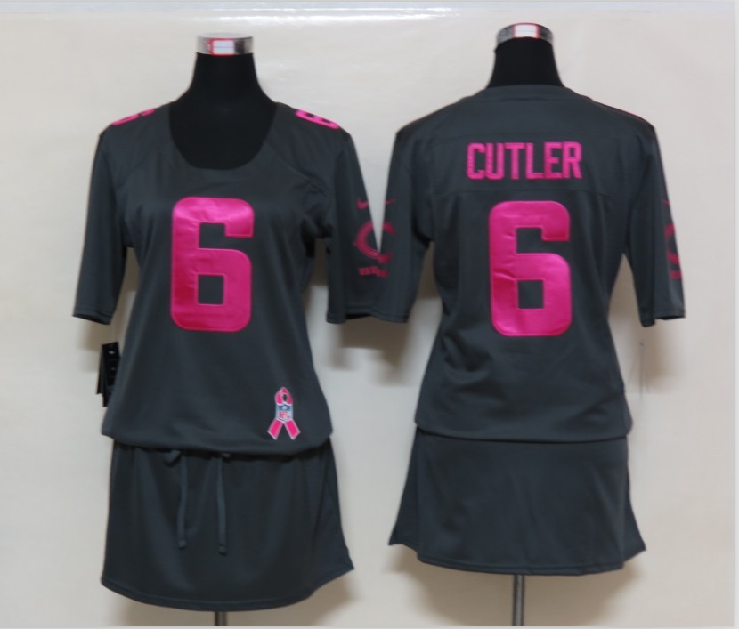 Nike Bears 6 Cutler Elite breast Cancer Awareness Dark Grey Women Jerseys