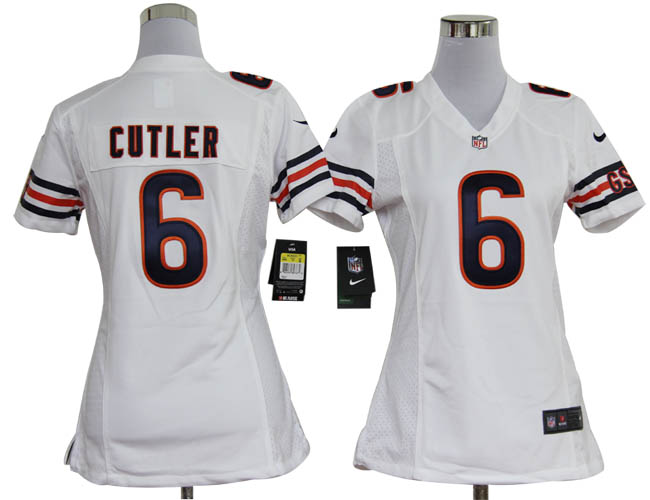 Nike Bears 6 Cutler White Game Women Jerseys