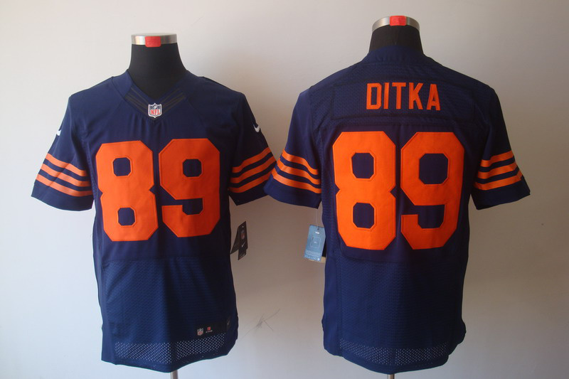 Nike Bears 89 Ditka Blue Orange number Elite Jerseys