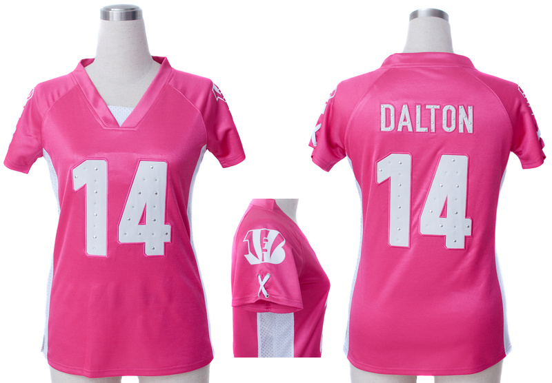 Nike Bengals 14 Dalton Pink Women Draft Him II Top Jerseys