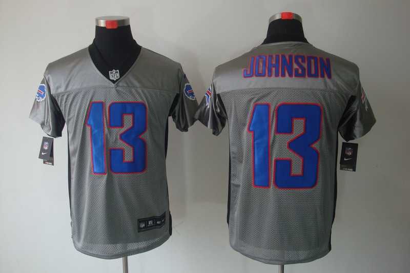 Nike Bills 13 JOHNSON Grey Elite Jerseys