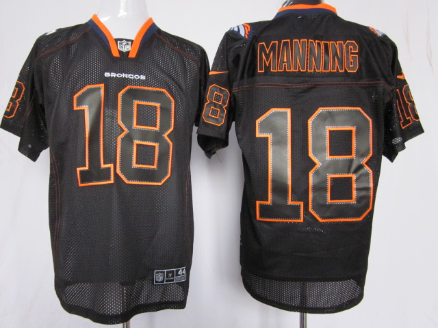 Nike Broncos 18 Manning Black Elite Jerseys