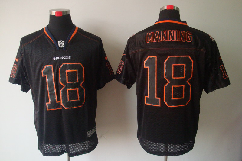 Nike Broncos 18 Manning Black Elite Jerseys