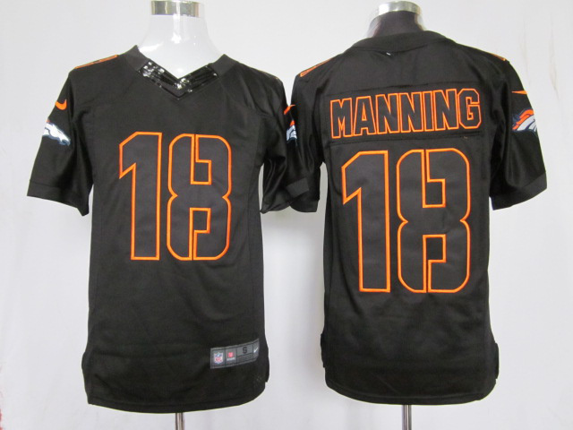 Nike Broncos 18 Manning Black Impact Limited Jerseys