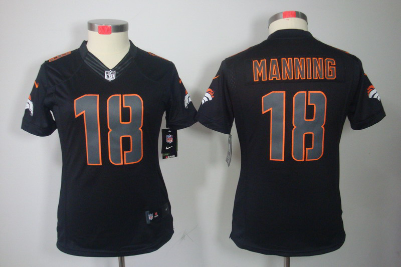Nike Broncos 18 Manning Black Impact Women Limited Jersey