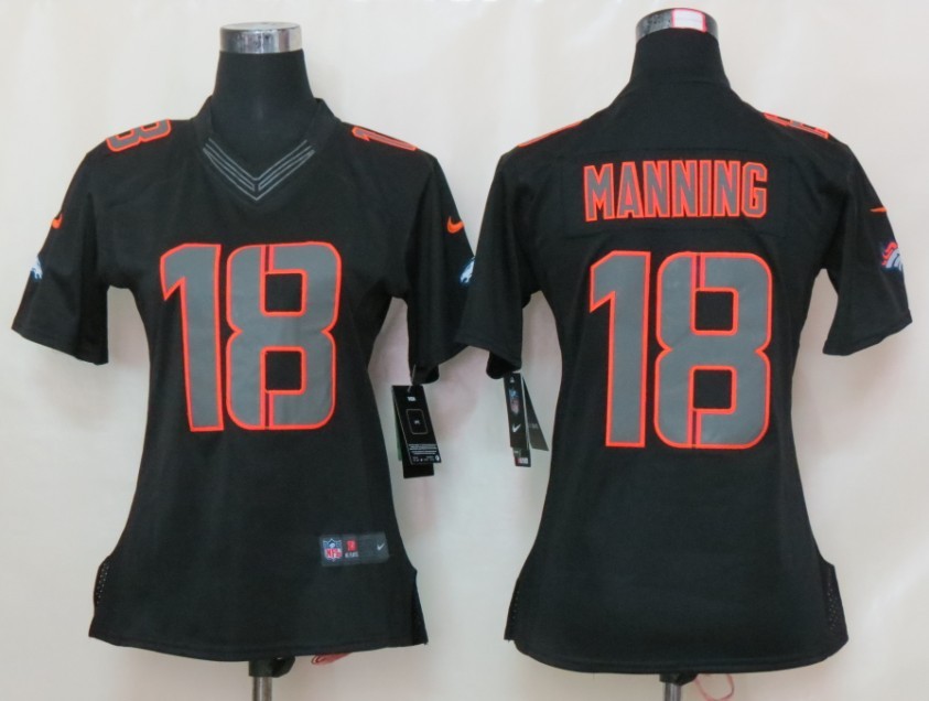 Nike Broncos 18 Manning Black Impact women Limited Jersey Nike Broncos 18 Manning Black Impact women Limited Jersey