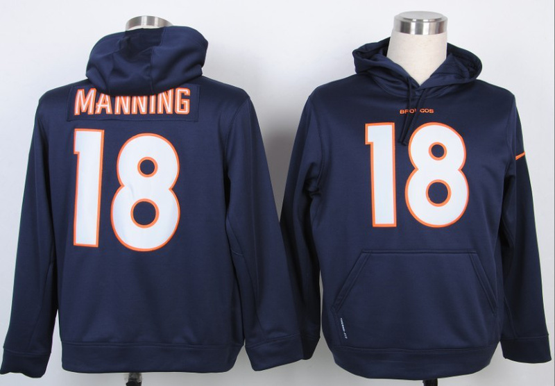 Nike Broncos 18 Manning Blue Hoodies