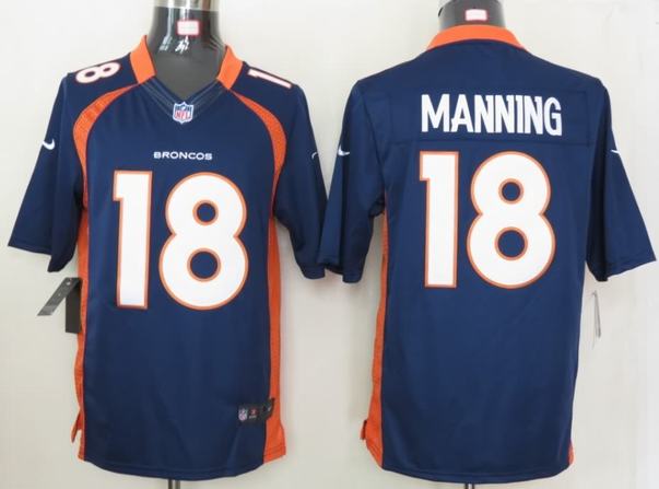 Nike Broncos 18 Manning Blue Limited Jerseys