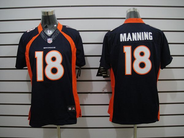 Nike Broncos 18 Manning Blue Women Limited Jerseys