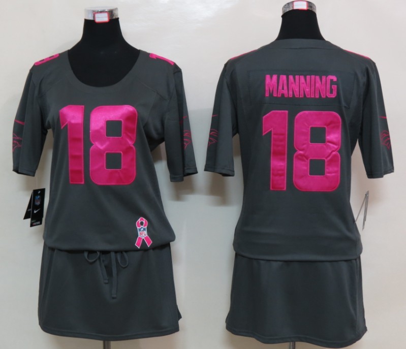 Nike Broncos 18 Manning Elite breast Cancer Awareness Dark Grey Women Jerseys