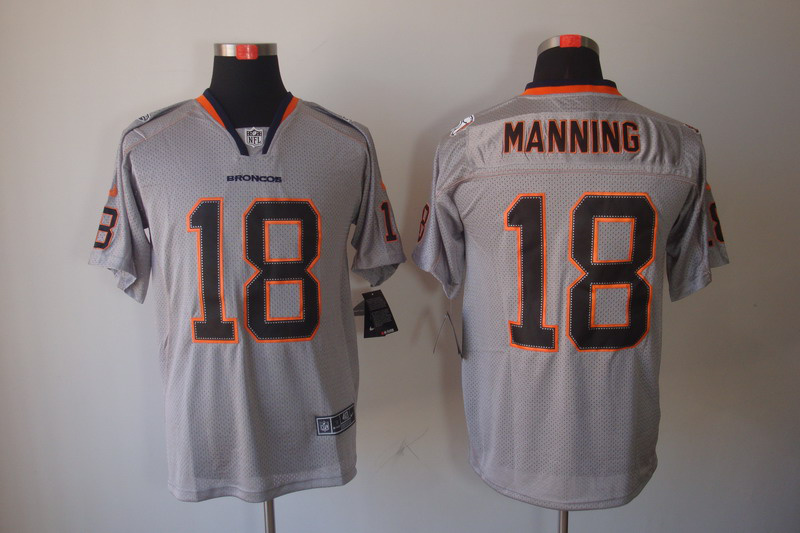 Nike Broncos 18 Manning Lights Out Grey Elite Jerseys