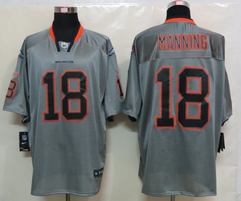 Nike Broncos 18 Manning Lights Out Grey Elite Jerseys