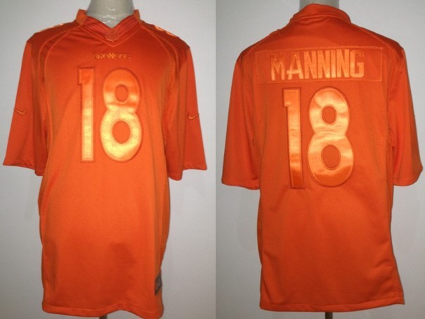 Nike Broncos 18 Manning Orange Drenched Limited Jerseys