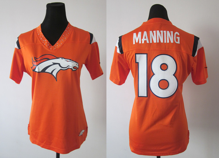 Nike Broncos 18 Manning Orange Field Flirt Women Jerseys