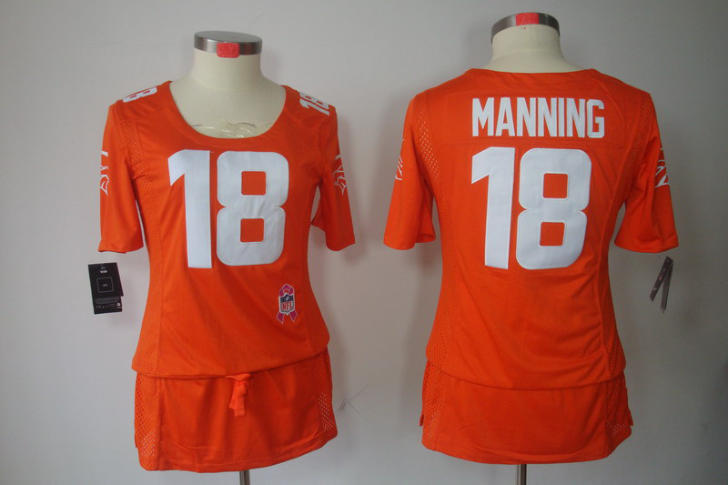 Nike Broncos 18 Manning Orange Women Elite Skirts