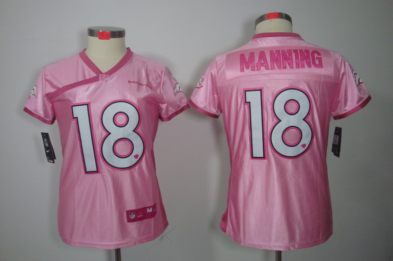 Nike Broncos 18 Manning Pink Love's Women Jerseys