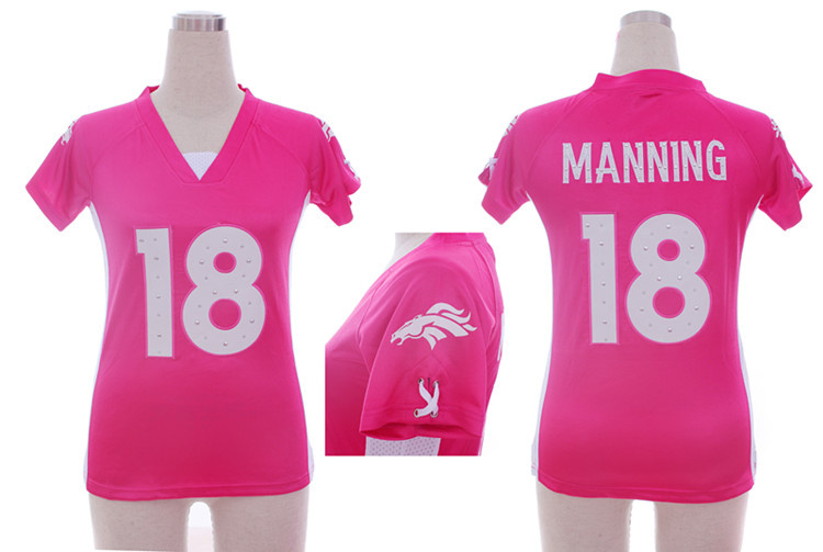 Nike Broncos 18 Manning Pink Women Draft Him II Top Jerseys
