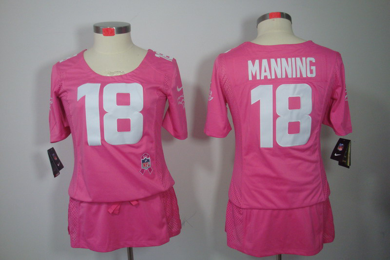 Nike Broncos 18 Manning Pink Women Elite Skirts