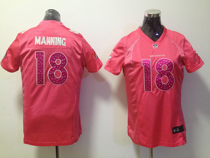 Nike Broncos 18 Manning Pink Women Jerseys