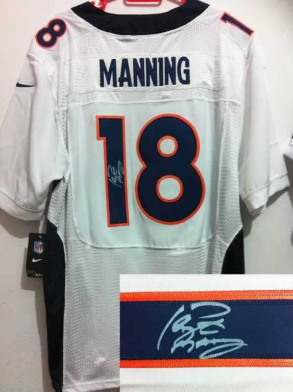 Nike Broncos 18 Manning White Signature Edition Jerseys