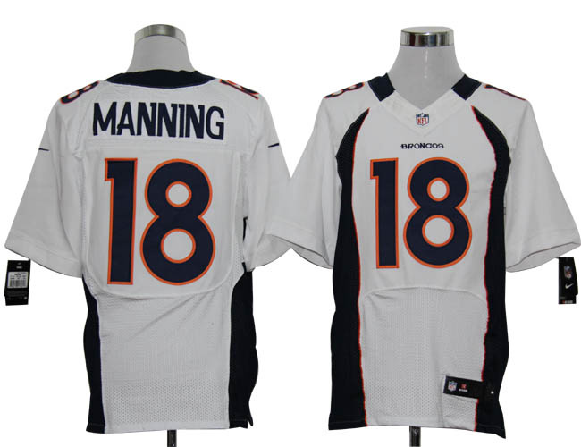 Nike Broncos 18 Peyton Manning White Elite Jersey