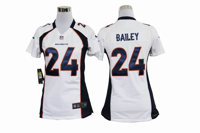 Nike Broncos 24 Bailey White Game Women Jerseys
