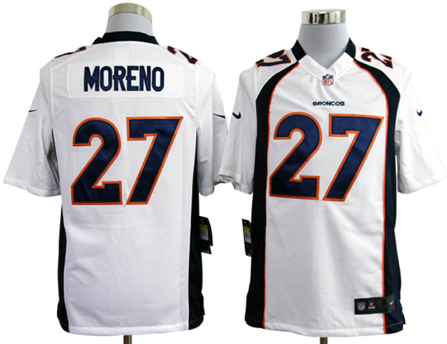 Nike Broncos 27 Moreno white Game Jerseys