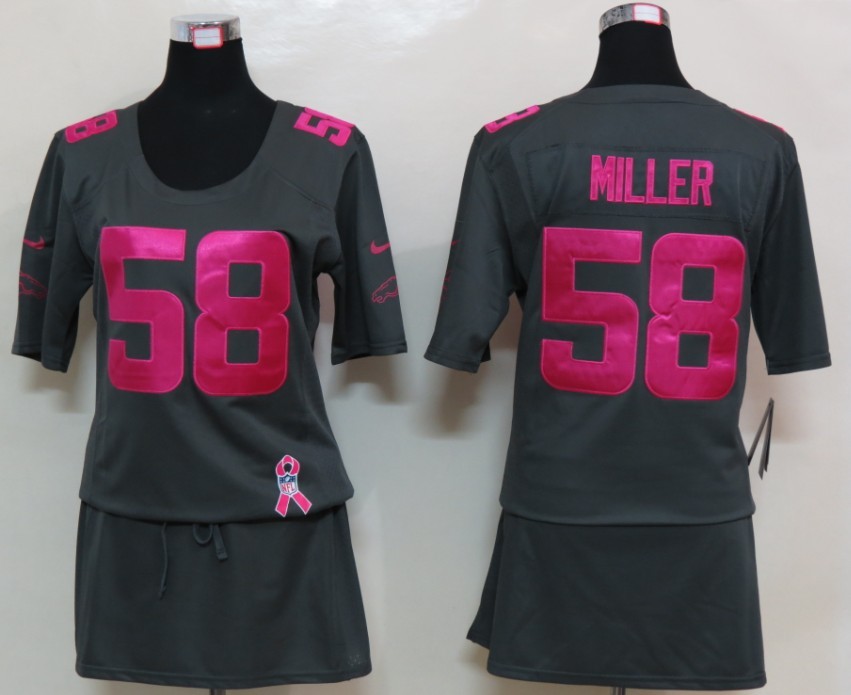 Nike Broncos 58 Milier Elite breast Cancer Awareness Dark Grey Women Jerseys