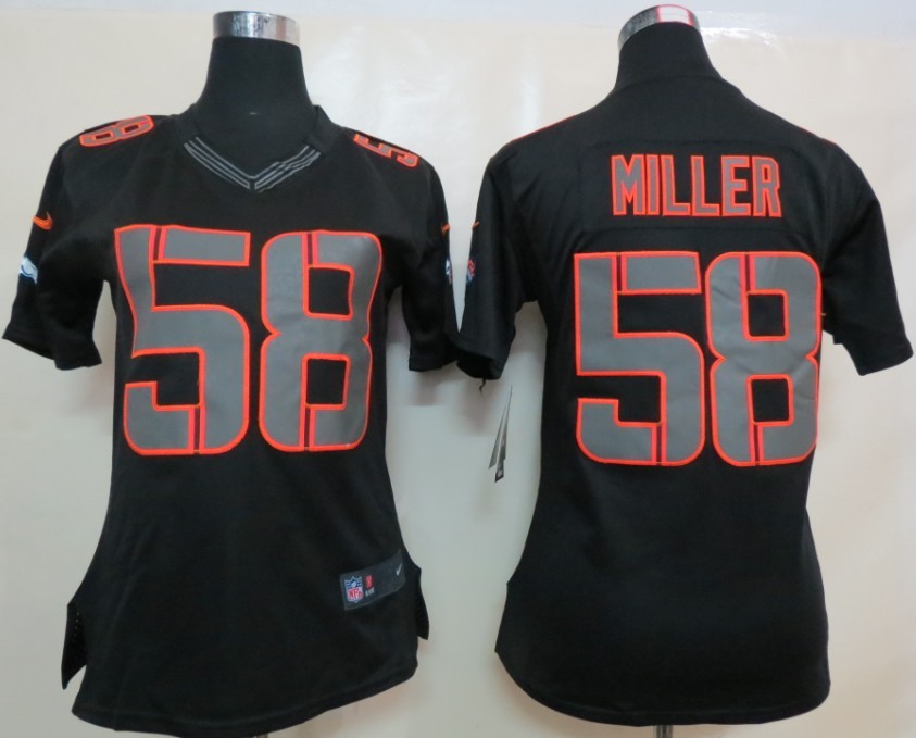 Nike Broncos 58 Miller Black Impact Women Limited Jersey