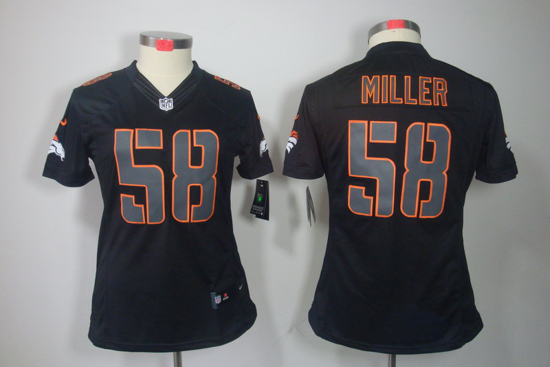 Nike Broncos 58 Miller Black Impact Women Limited Jerseys