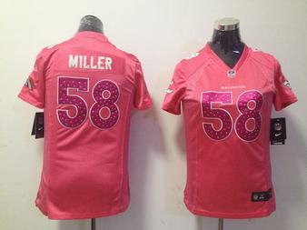 Nike Broncos 58 Miller Pink Women Jerseys