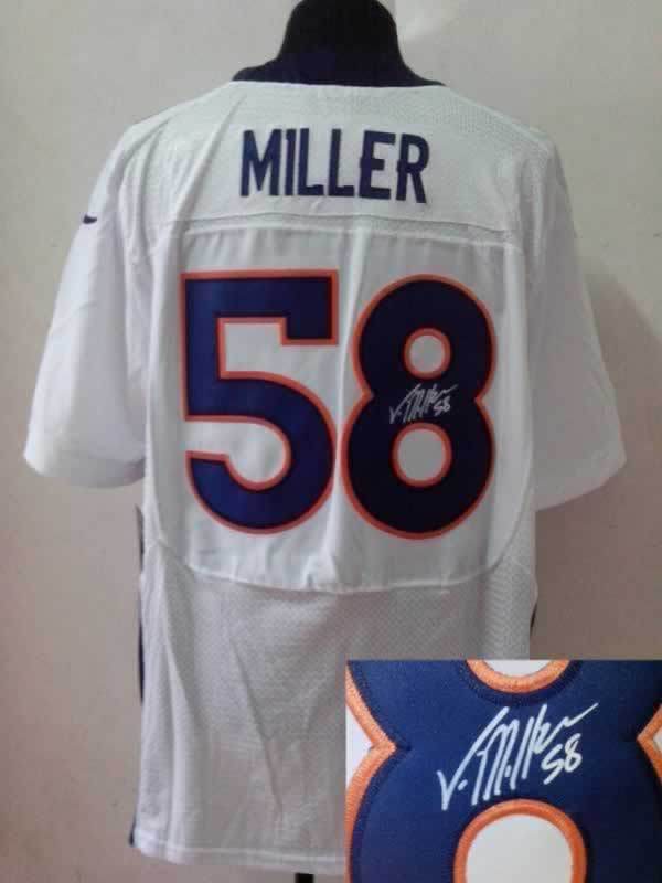 Nike Broncos 58 Miller White Signature Edition Jerseys