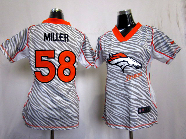 Nike Broncos 58 Millers Women Zebra Jerseys